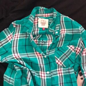 Turquoise, black, pink, white flannel